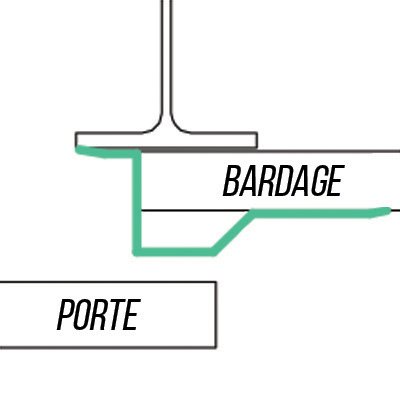 Accessoire d'obturation entre porte et bardage (fixation bardage) en élément de 2,10 mètres