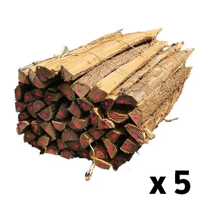 Piquets acacia écorcés, épointés, 2m, fendus Ø12/17 par 250