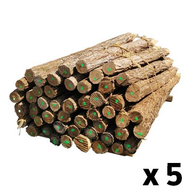 Piquets acacia écorcés, épointés, 2m, ronds Ø12/14 par 250